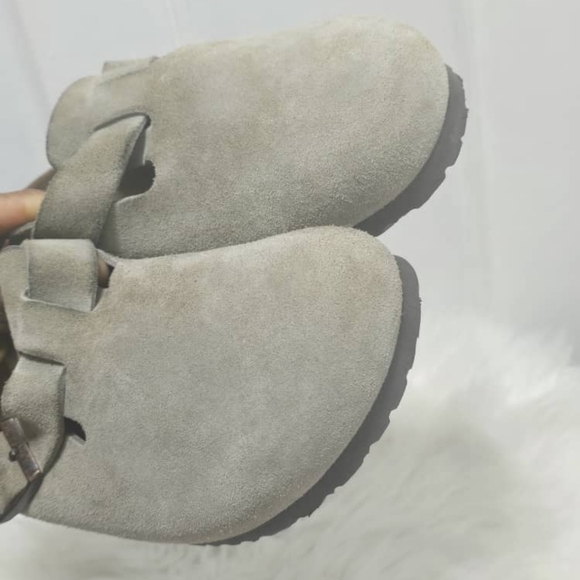 Birkenstock Boston BS Suede Leather Soft Footbed Taupe Sandals Size L-10 M-8 main image 7